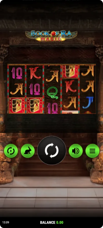 Book of Ra Magic free spins feature with expanding symbols